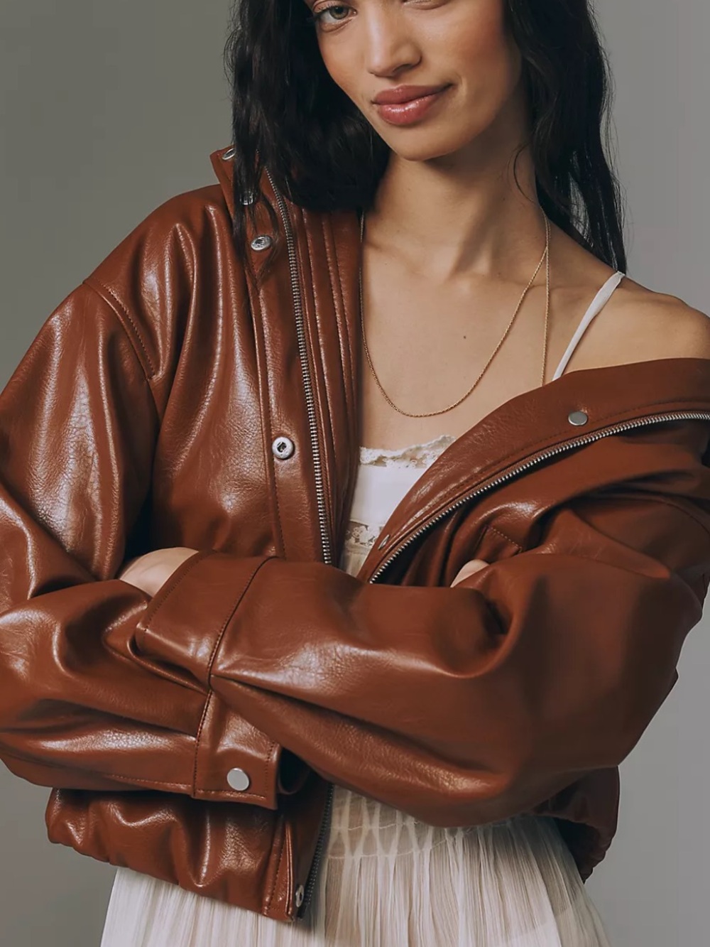 Pilcro Cohen Funnel Neck Bomber Jacket on Sable - Picture 2 of 5